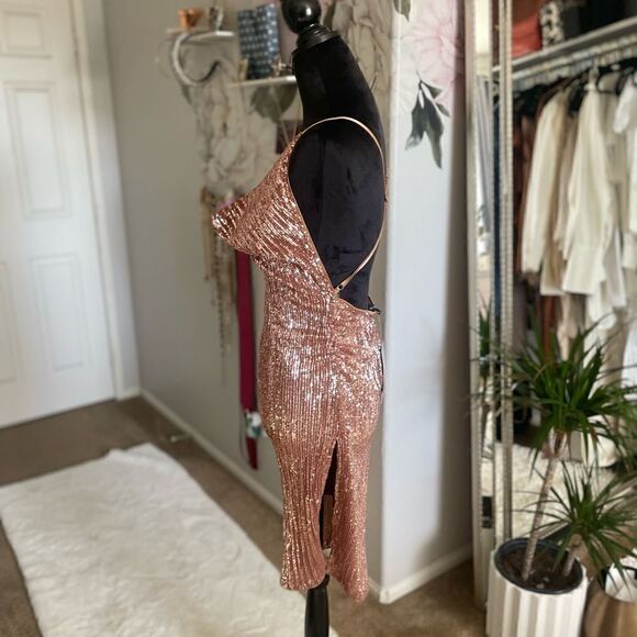 Naked Wardrobe Sequin Mini with Thigh Split, SZ M - Picture 3 of 9